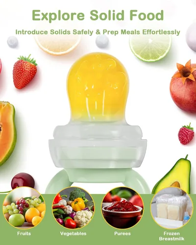 Miniatura 3 de Comedero de frutas de silicona para bebés con bandeja para congelador, mordedores para bebés, moldes para paletas de leche materna para aliviar