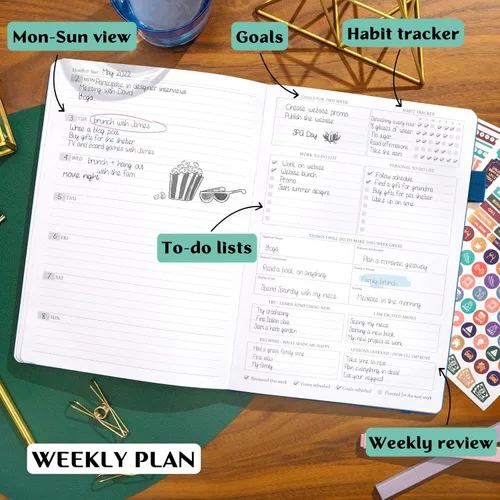 Miniatura 3 de Legend Planner PRO - Agenda semanal y mensual de lujo para aumentar la productividad y alcanzar tus objetivos. Cuaderno organizador de gestión