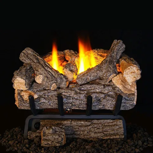Peterson Real Fyre Juego de tronco de Valley roble de 20-inch con calentador de gas natural certificado ANSI 9500 BTU g8-r quemador – Manual