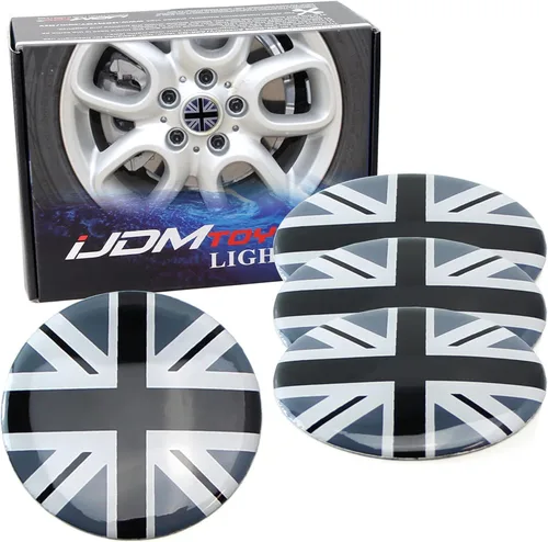 Miniatura 10 de Tapas para centro de rueda iJDMTOY (4) para MINI Cooper R50 R51 R52 R53 R55 R56 R57 R58 R59 R60 R61 F55 F56, etc., Negro/Blanco