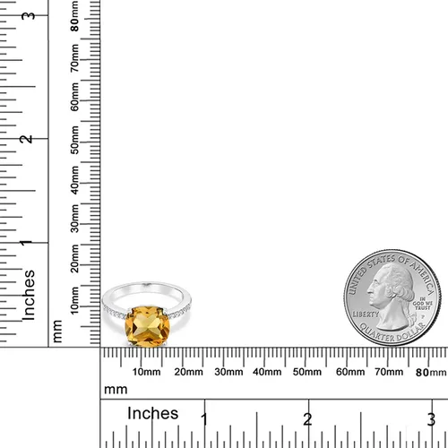 Miniatura 67 de Gem Stone King Anillo de compromiso de plata de ley 925 con piedra preciosa de corte cojín de 0.39 pulgadas Anillo de compromiso de aniversario