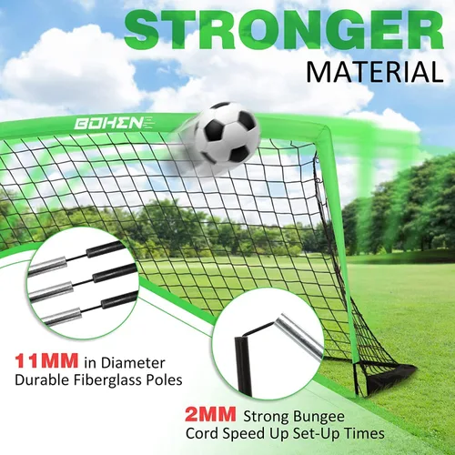 Miniatura 3 de BOHEN 9x5 FT Kids Soccer Goals with Carry Bag, Portable Folding Soccer Net for Backyard Training, Indoor/Outdoor Use for Youth and Adult Verde