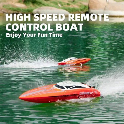 Miniatura 6 de Cheerwing Barco de Control Remoto RC sin Escobillas de 25" 30 MPH de Alta Velocidad Barco Grande de Carreras para Adultos Rojo