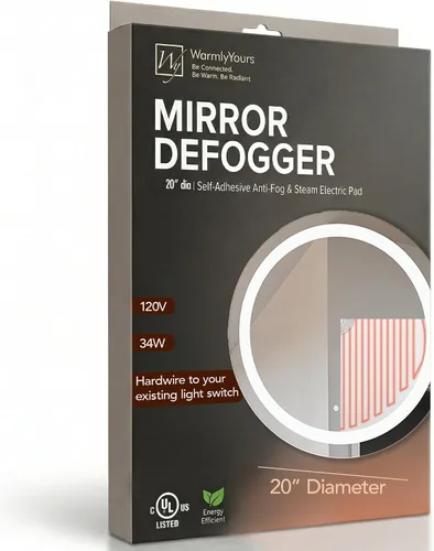 Miniatura 17 de WarmlyYours Espejo calefactable antiempañador circular de 15 x 15 pulgadas. Almohadilla eléctrica autoadhesiva antivaho y vapor para espejos