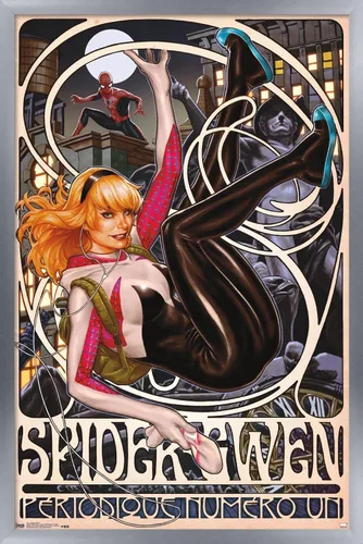 Miniatura 10 de Trends International Marvel Comics - Póster de pared de Spider-Gwen - Cover #1, 14.725 x 22.375 pulgadas, versión enmarcada de madera de granero