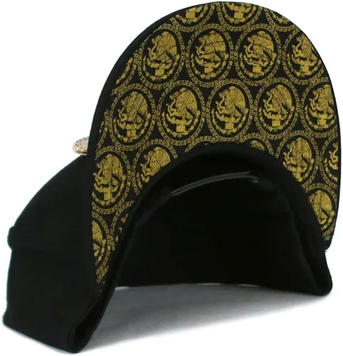 Miniatura 6 de Gorra de béisbol de México mexicano con logotipo federal dorado metálico Snapback Flat Bill