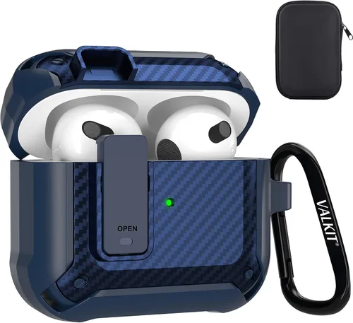 Miniatura 38 de Valkit Funda para Airpods para hombres con cerradura, funda de cuerpo completo con llavero para AirPods de Apple a prueba de golpes, funda