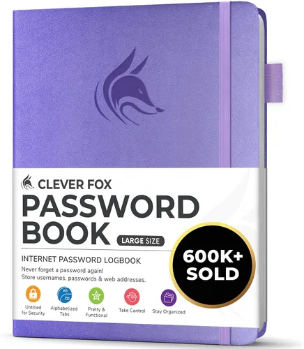 Miniatura 44 de Clever Fox - Libreta de contraseñas con pestañas alfabéticas, organizador de direcciones de Internet, tamaño grande, para inicios de sesión en Azul