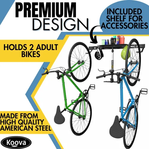 Miniatura 2 de Koova Soporte de pared para bicicleta Soporte de bicicleta de acero Perchas ajustables Fácil montaje Fabricado en Estados Unidos
