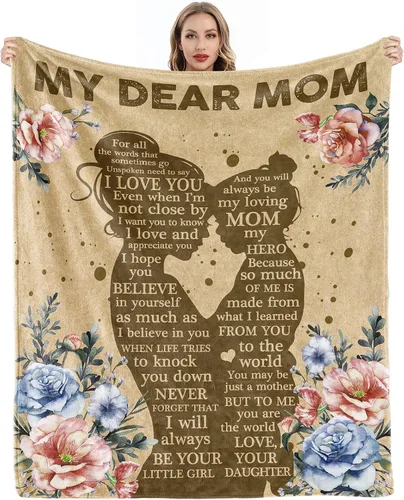 Regalos para mamá de hija, manta de regalo de cumpleaños del Día de la Madre para mamá de hija, regalos de cumpleaños para mami, regalos para madre,