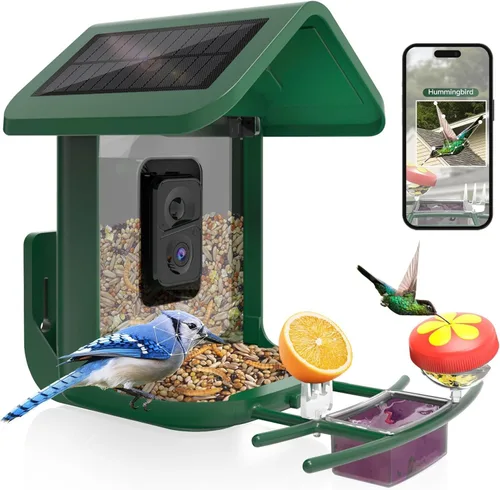 Miniatura 15 de Alimentador para pájaros con cámara con energía solar: Alimentador inteligente para pájaros con cámara de 2K de alimentación en vivo para el patio