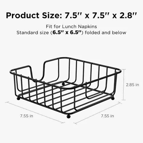 Miniatura 2 de Paquete de 2 servilleteros para mesa, servilleteros para servilletas de papel, servilleteros de metal plano negro para cocina y mesa de comedor