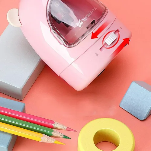 Miniatura 5 de Menolana Lápiz eléctrico, borradores electrónicos, mini escritorio, juego de aspiradora mecánica para niños, papelería, suministros de oficina, azul