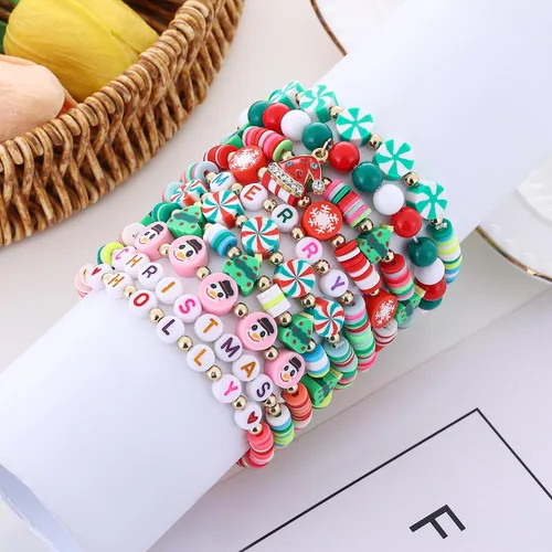 Miniatura 2 de Taouzi 10 pulseras de Navidad para mujer, pulseras elásticas apilables de Navidad, con copos de nieve, regalos de Navidad para mujeres y niñas