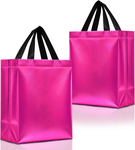 Miniatura 25 de Nush Nush Bolsas de Regalo Rojas Tamaño Mediano – Juego de 12 Bolsas de Regalo Rojas Brillantes Reutilizables con Asas - Bolsa Ideal para Regalos
