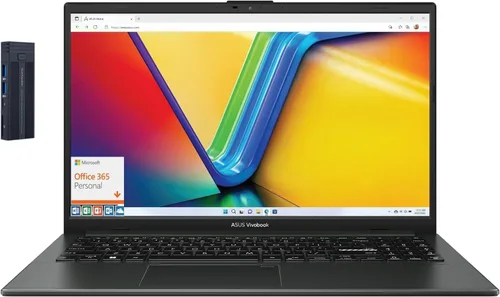 ASUS Vivobook Go - Laptop FHD de 15.6 pulgadas con Microsoft 365, procesador Intel i3-N305 de 8 núcleos, 8 GB RAM 128 GB de almacenamiento, estación