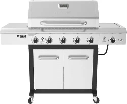 Nexgrill Parrilla de Gas Propano Deluxe de 5 Quemadores con Mesa Lateral y Quemador Lateral de Sellado de Cerámica, 771 pulgadas cuadradas, 75000