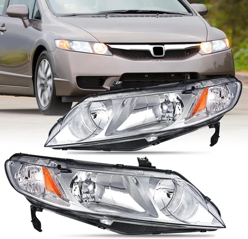 Miniatura 13 de Nilight - Conjunto de faros delanteros compatibles con Honda Civic 1996 1997 1998, reemplazo de faros delanteros, carcasa cromada, reflector ámbar