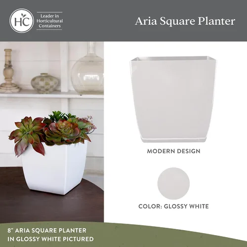 Miniatura 2 de The HC Companies Aria Maceta cuadrada de riego automático con drenaje, macetas para plantas de exterior y plantas de interior, macetas de plástico