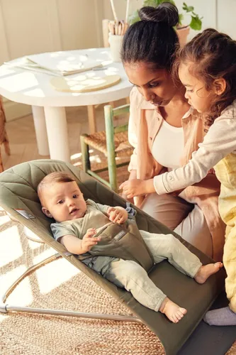 Miniatura 4 de BabyBjörn Bouncer Bliss, Verde Oscuro, Tejido, Colcha de Pétalos Asiento Ajustable de Mecedora para Bebé 2 en 1 y Silla para Niños Pequeños