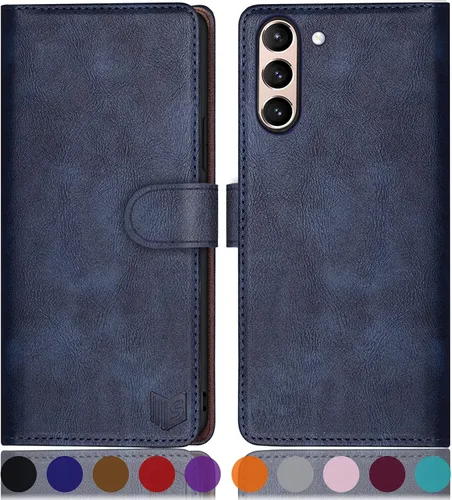 Miniatura 15 de SUANPOT Funda tipo cartera para Samsung Galaxy S21 FE con bloqueo RFID, soporte para tarjetas de crédito, de piel sintética, con tapa para teléfono