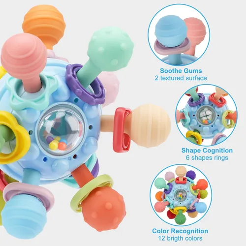 Miniatura 3 de Juguetes de dentición para bebés, mordedores para bebés, juguetes sensoriales Montessori para 0-6 6-12 meses, regalos para niños de 1 año, niños
