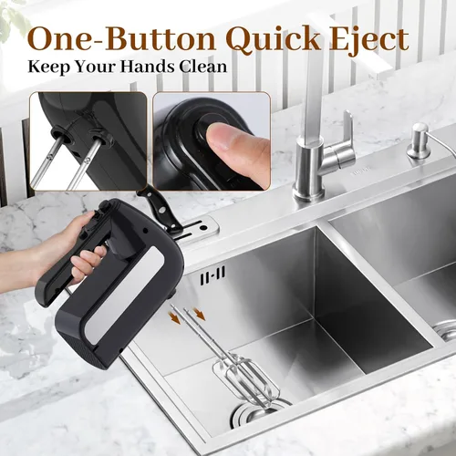 Miniatura 5 de Batidora de mano eléctrica de 5 velocidades, batidora de mano de 800W con turbo para hornear y cocinar, mezclador de alimentos de cocina con estuche