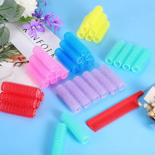 Miniatura 3 de Syhood Juego de 36 rulos de nailon para el cabello, pequeños rizadores de peluquería de salón de belleza, rodillos de pelo para bricolaje, peine
