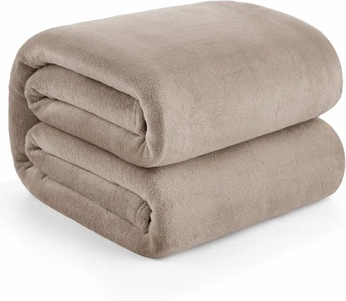 Miniatura 24 de Hansleep Manta de forro polar para sofá beige, súper suave manta de franela esponjosa y acogedora para todas las estaciones, beige, manta de 50x60