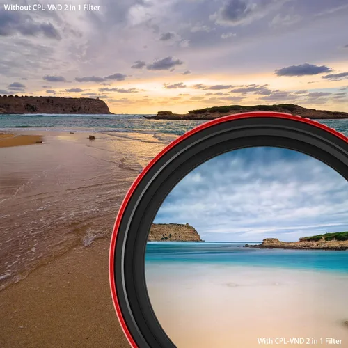 Miniatura 6 de Haida Filtro ajustable VND+CPL 2 en 1 ND8-ND128 de 2.835 in (3-7 paradas) para lente de cámara, polarizador de nanorrevestimiento múltiple + filtro