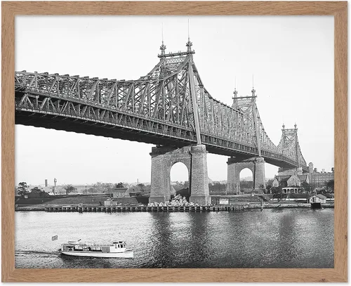 Poster Master Póster de Viaje Vintage - Impresión Retro de Nueva York - Arte del Puente Queensboro - Regalo de Arquitectura para Neoyorquinos,