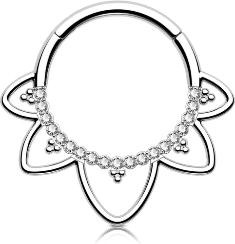Miniatura 12 de OUFER Joyería para Piercing Daith, Aretes Daith de Acero Inoxidable 316L, Arete de Aro Daith con Diseño de CZ Transparente 16G, Joyería