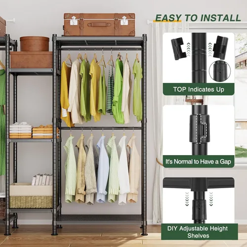 Miniatura 3 de LEHOM G6M Perchero resistente para colgar ropa, perchero portátil de tamaño compacto para organizar el clóset, perchero de metal independiente