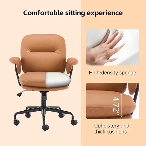 Miniatura 6 de Sillas ergonómicas de oficina en casa, silla de oficina de piel, cómoda silla de oficina con reposabrazos acolchados, silla de computadora cómoda