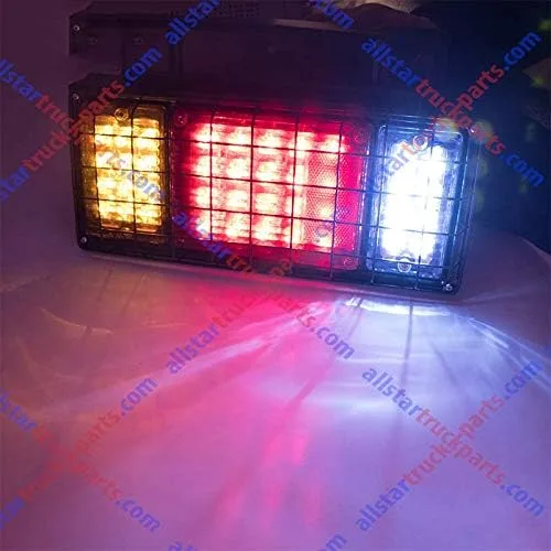 Miniatura 6 de Kit de 2 luces LED traseras para camión, remolque, 40 LED, impermeable, señal de giro, freno de marcha atrás, luz de marcha atrás con protección