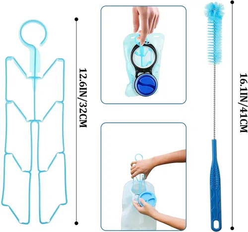 Miniatura 4 de Kit de limpieza de vejiga de hidratación, juego de limpiador de vejigas de agua con cepillo largo flexible para manguera, válvula de mordida pequeña