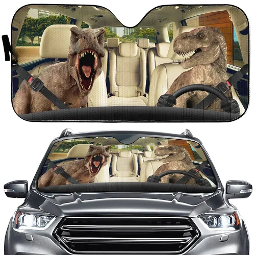 YOSA Yosa - Parasol para parabrisas de automóvil, diseño de dinosaurios, para ventana delantera, para camioneta, SUV, bloquea los rayos UV, mantiene