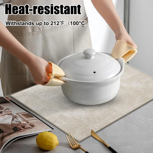 Miniatura 2 de Homaxy Juego de 4 manteles individuales de piel sintética resistentes al calor para mesa de comedor, impermeables, lavables, lavables, manteles