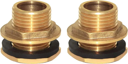 Miniatura 10 de Joywayus 3/4" conector macho de rosca de latón para tanque de agua con accesorio de mamparo de tanque y anillo de goma para estabilizarlo