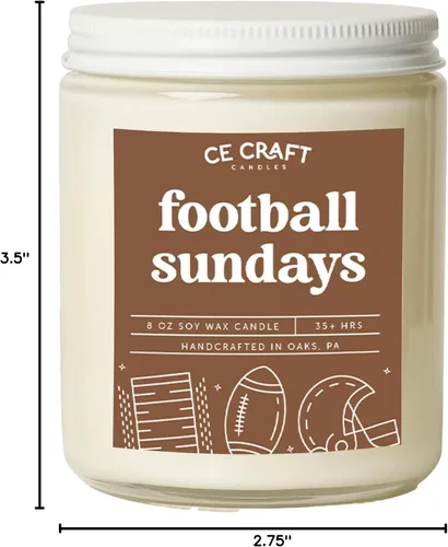 Miniatura 76 de CE Craft - Vela con Aroma a Victoria de los Falcons - Regalo con Temática de Fútbol Americano, Bosques de Vainilla Helada