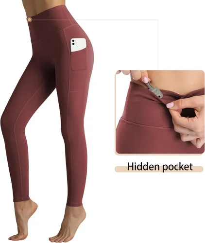 Miniatura 3 de RIMLESS 7 Leggings para mujer con bolsillos de cintura alta, pantalones de yoga de algodón para entrenamiento, correr, atletismo, pantalones capri