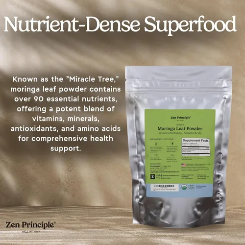 Miniatura 4 de Zen Polvo de hoja de moringa con principio orgánico, certificado por USDA, 1 libra