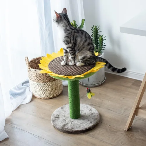 Miniatura 3 de Catry - Rascador reemplazable de 23" 2-en-1 para gatos con almohadilla de rascado convertible en forma de girasol o percha, montaje rápido