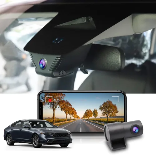 Fitcamx Cámara de tablero delantera 2K+trasera 1080P adecuada para Honda Accord 2023 2024 2025 Hybrid Sport LX EX Touring EX-L (Gen11), aspecto OEM,