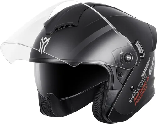 Miniatura 8 de YEMA Casco de motocicleta de cara abierta 3/4 aprobado por DOT, doble visera, hebilla de liberación rápida, cascos de motocicleta para adultos