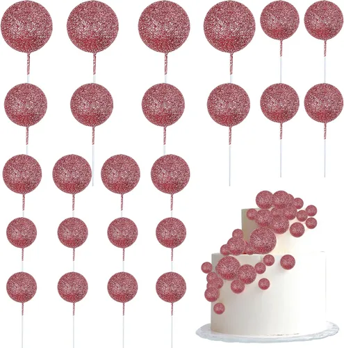 Miniatura 26 de 24 piezas de adornos para pastel con bolas, adornos para cupcakes, bolas de espuma con forma de pastel, púas de pastel con forma de bola, globos