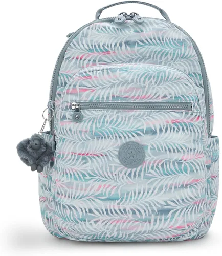 Miniatura 37 de Kipling Seoul - Mochila grande metálica para portátil de 15 pulgadas, Agua (Aqua Flowers)