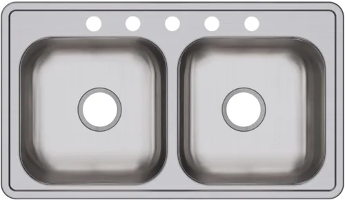 Miniatura 21 de Dayton D233221 Equal - Fregadero de acero inoxidable con doble tazón, 33 x 22 x 6.5 pulgadas