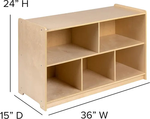 Miniatura 2 de EMMA + OLIVER Gabinete de almacenamiento de madera del aula de la escuela de 5 secciones para uso comercial o doméstico