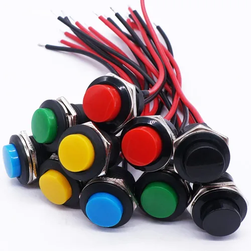 Miniatura 13 de Twidec/6 piezas de interruptores de botón momentáneo SPST AC250V/3A AC125V/6A mini apagado(encendido) en negro + rojo con cables presoldados Negro